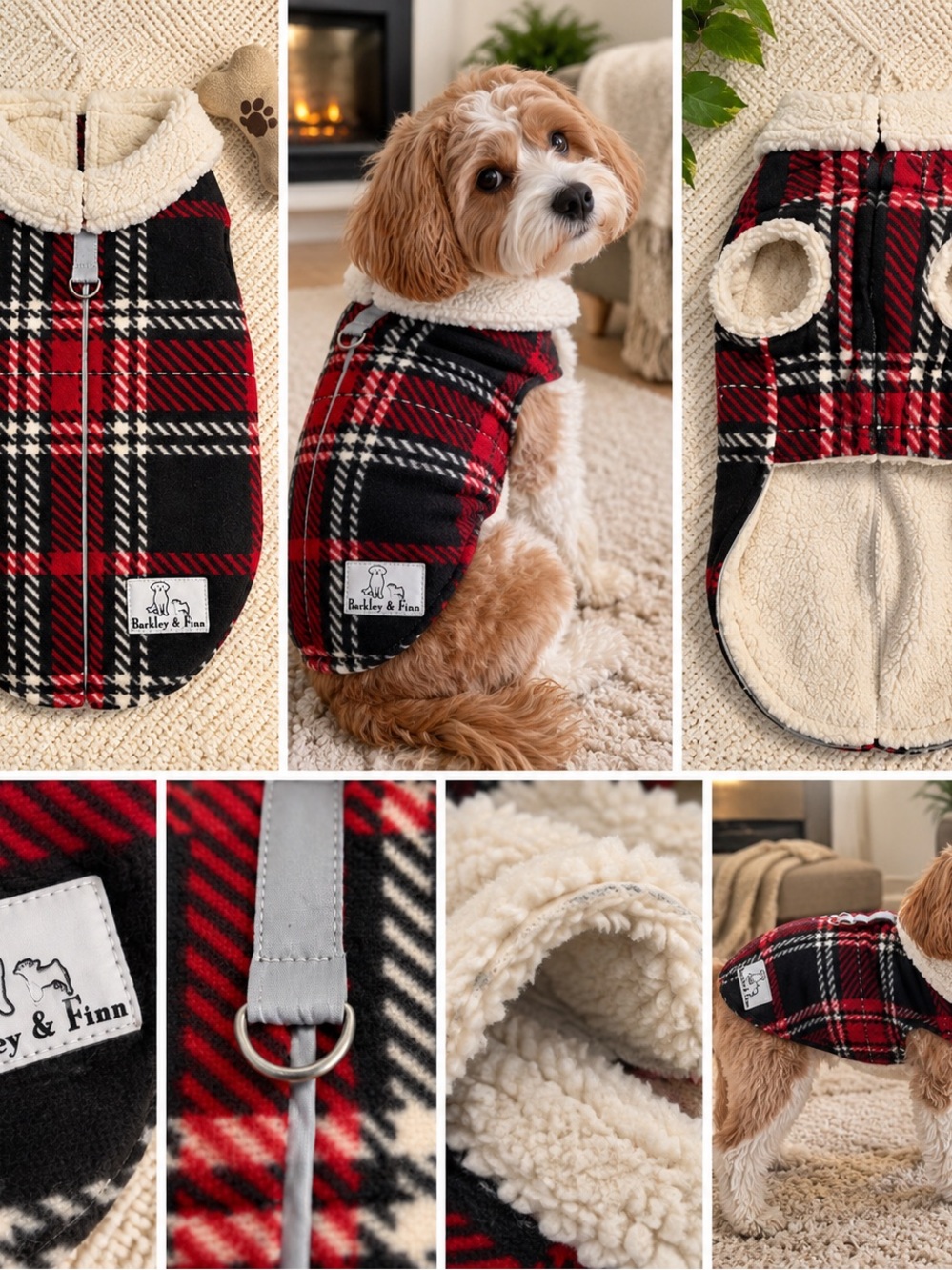 Barkley & Finn Plaid Dog Coat – Size M – Sherpa Lined 🐾